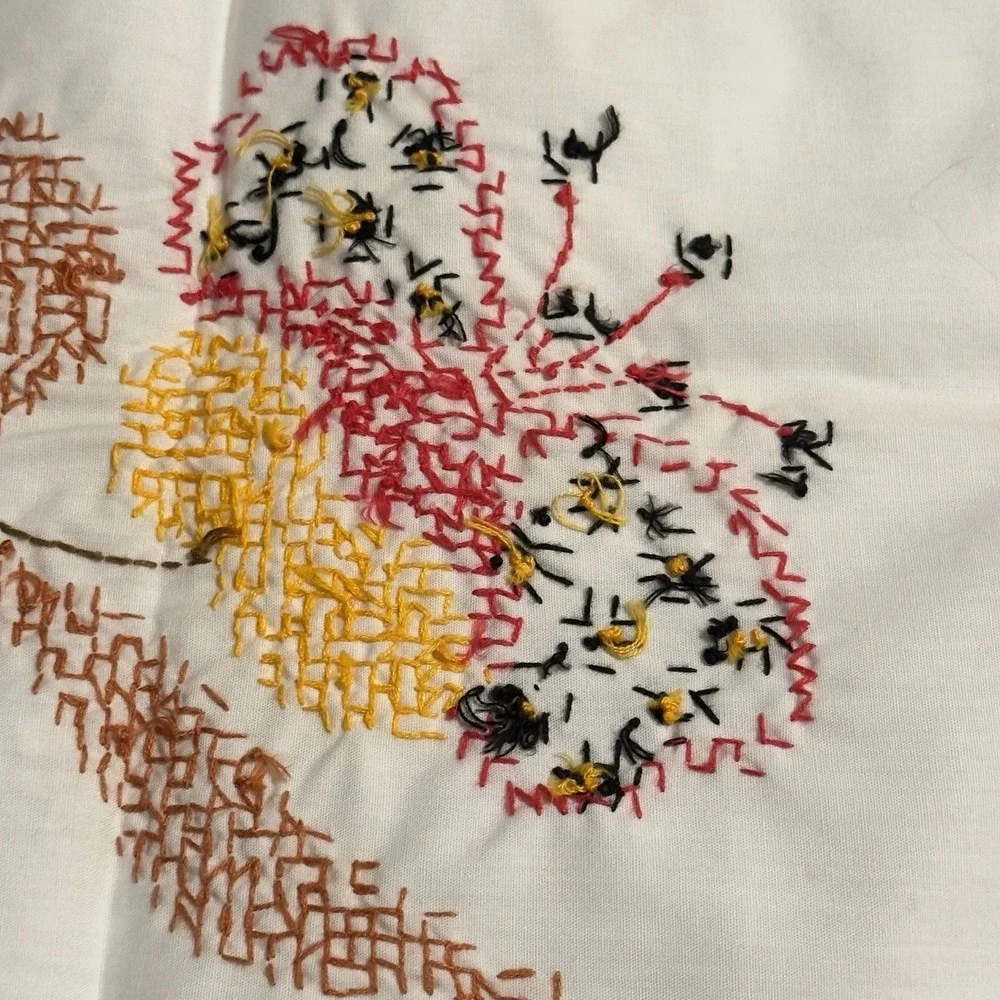 Beautiful Vtg Embroidery Cross-stitch Flower Floral 49